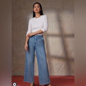 Democracy Ab-solution Light Blue Wide Leg Flare Jeans center front seam size 10